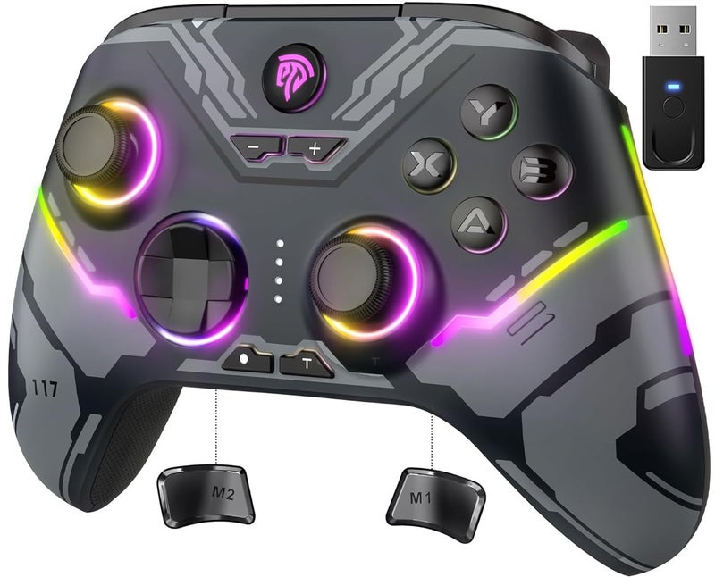 EasySMX X15 PC Controller - Enhanced Wireless Bluetooth Controller with Hall Joysticks/Hall Triggers/RGB Lighting - No Stick Drift, No Dead Zone - Work for Windows PC, Android, Steam and Switch - Image 1